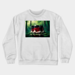 Drummer ArtWork With Water Splashing In The Forest Lake Crewneck Sweatshirt